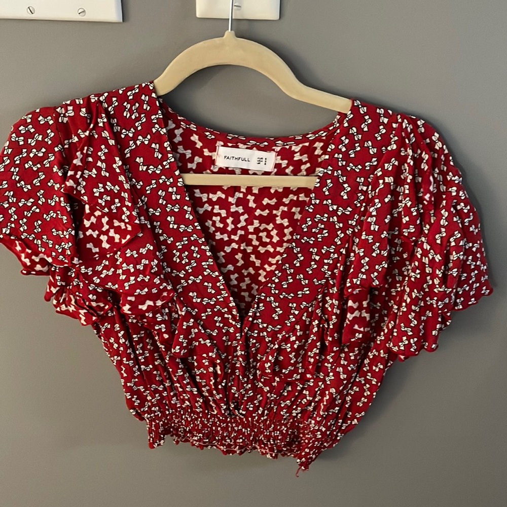 Red crop top faithfull the brand